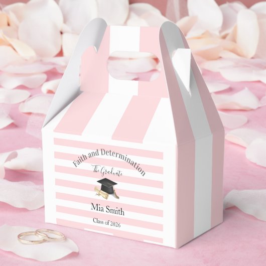 Gable Favor Box Pink Stripe Graduate 2026 Geschenkschachtel (Hochzeit)