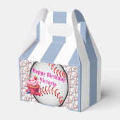 Gable Favor Box Stripe Blue and White Baseball Geschenkschachtel (Rückseite)