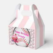 Gable Favor Box Stripe Pink and White Baseball Geschenkschachtel (Rückseite)