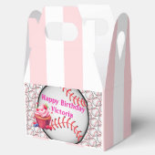 Gable Favor Box Stripe Pink and White Baseball Geschenkschachtel (Geöffnet)