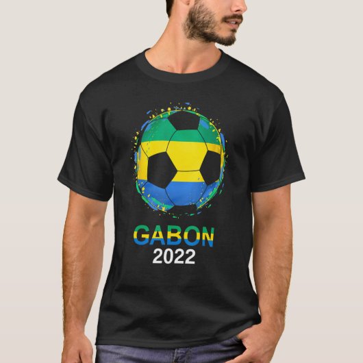 Gabon Flag 2022 Unterstützer Gabonese Fußball Team T-Shirt (Vorderseite)