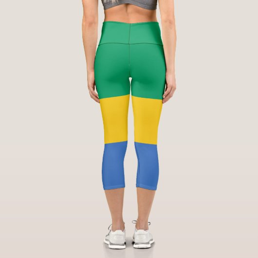 Gabon Flag Capri Leggings (Rückseite)