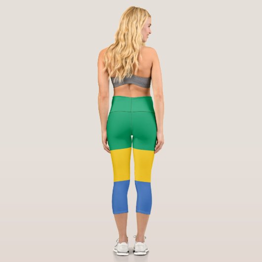 Gabon Flag Capri Leggings (Rückseite)