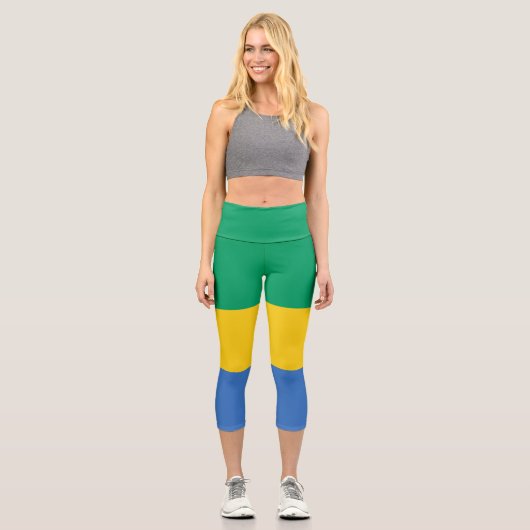 Gabon Flag Capri Leggings (Vorderseite)