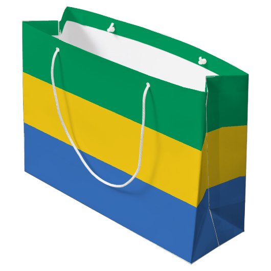 Gabon Flag Große Geschenktüte (Rückseite Schrägansicht)