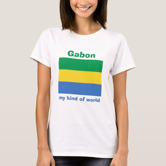 Gabon Flag + Karte + Text T - Shirt (Vorderseite)