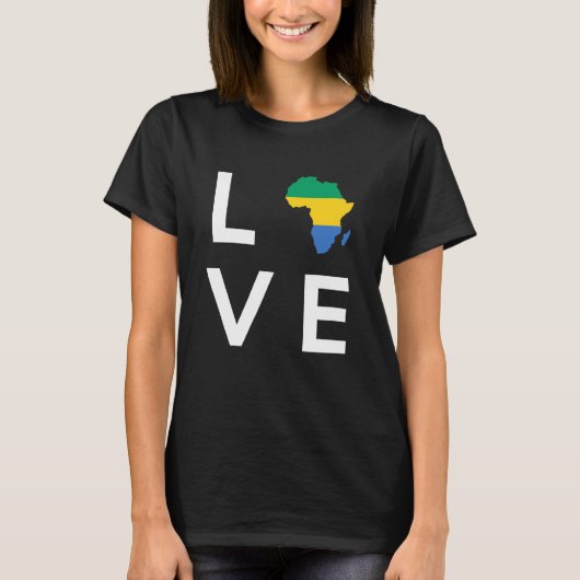 Gabon Flag Love Africa Continent Silhouette for Ga T-Shirt (Vorderseite)