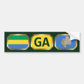 Gabon Flag Map Code Autoaufkleber (Vorne)