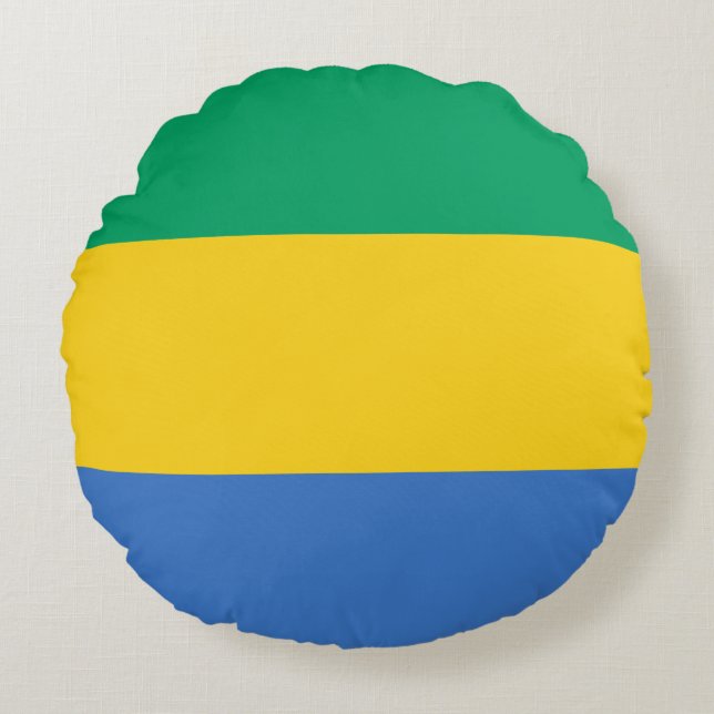 Gabon Flag Rundes Kissen (Vorderseite)