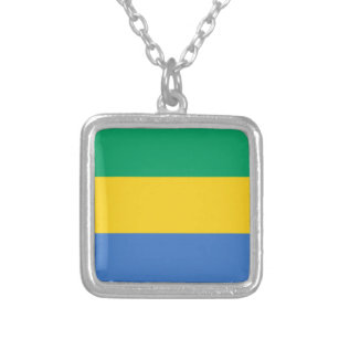 Gabon Flag Versilberte Kette