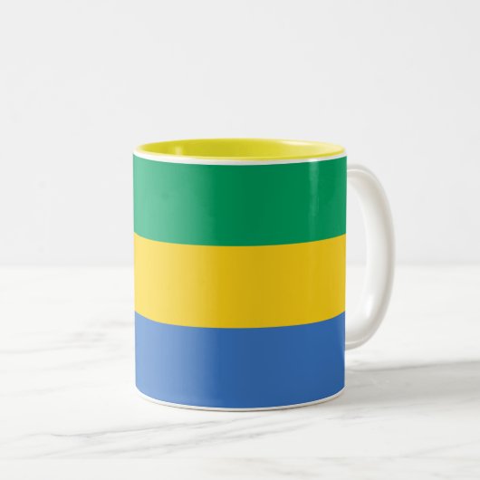 Gabon Flag Zweifarbige Tasse (VorderseiteRechts)