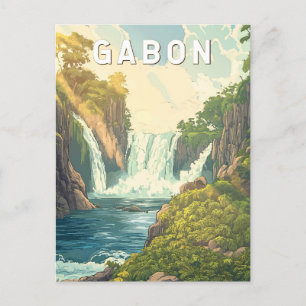 Gabon Illustration Reise Kunst Vintage Postkarte