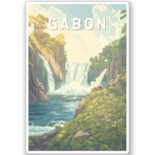Gabon Illustration Travel Art Vintag Aufkleber
