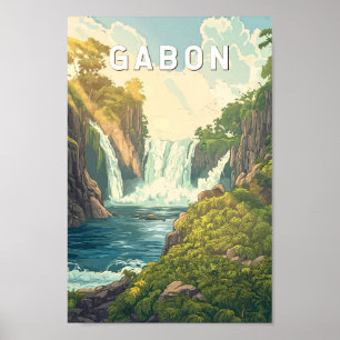 Gabon Illustration Travel Art Vintag Poster