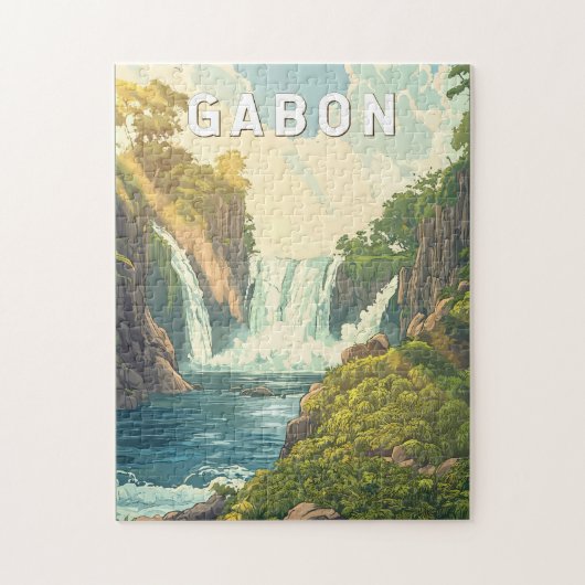 Gabon Illustration Travel Art Vintag Puzzle (Vertikal)