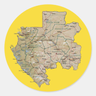 Gabon-Karten-Aufkleber Runder Aufkleber