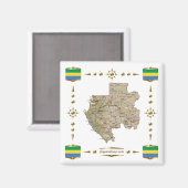 Gabon Map + Flags Magnet (Vorderseite/Rückseite)