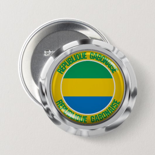 Gabon Round Emblem Button (Vorne & Hinten)