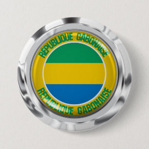 Gabon Round Emblem Button