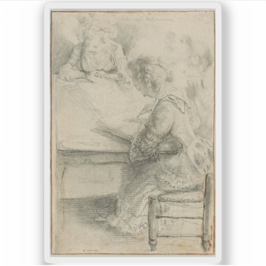 Gabriel J. de St-Aubin: Drei junge Frauen Zeichnen Aufkleber (Vorderseite)