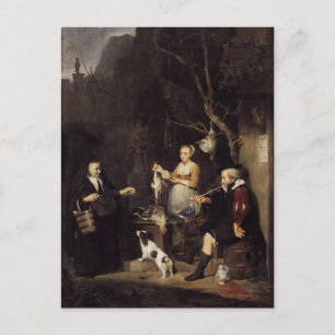 Gabriel Metsu - Die Geflügelfrau Postkarte