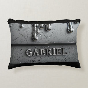 Gabriel Name Chrome Flüssigkeitseffekt Metallic Si Dekokissen