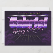 Gabriel Name Vorname lila retro Karte Geburtstag (Vorderseite)