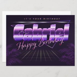 Gabriel Name Vorname lila retro Karte Geburtstag