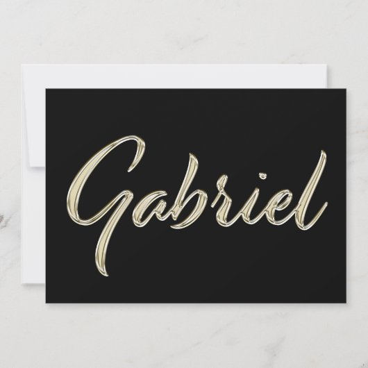 Gabriel Name white gold Handwriting Karte (Vorderseite)