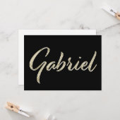 Gabriel Name white gold Handwriting Karte (Vorderseite/Rückseite Beispiel)