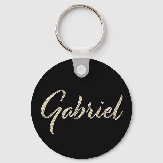 Gabriel Name Whitegold Button schlüssel anhänger Schlüsselanhänger (Vorderseite)