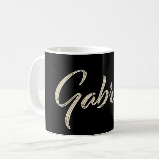 Gabriel Name whitegold Tasse Teetasse Kaffeetasse (Vorderseite Links)