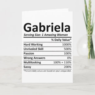 Gabriela Ernährung Personalisierter Name Lustig Ch Karte