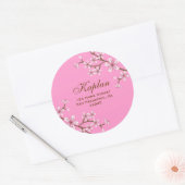 Gabriella 3" Rosa Blüten Rundschreiben Runder Aufkleber (Umschlag)