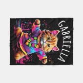Gabriella Dancing Kitty Cat Design für Mädchen Nam Fleecedecke (Vorderseite (Horizontal))
