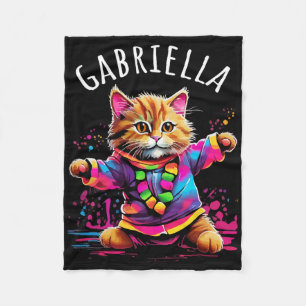 Gabriella Dancing Kitty Cat Design für Mädchen Nam Fleecedecke