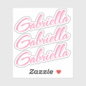 Gabriella Decorative Name in Rosa x3 Aufkleber (Blatt)