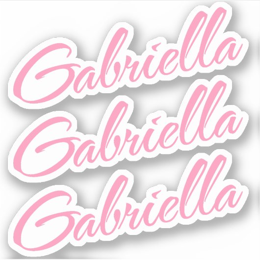 Gabriella Decorative Name in Rosa x3 Aufkleber (Vorderseite)