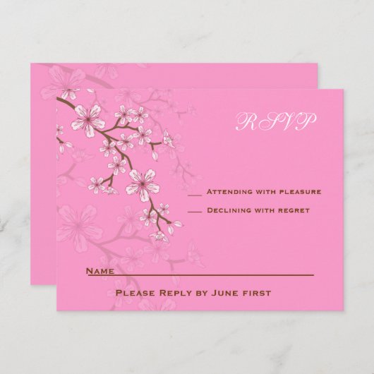 Gabriella Pink Blossoms Bat Mitzvah UAWG RSVP Karte (Vorne/Hinten)