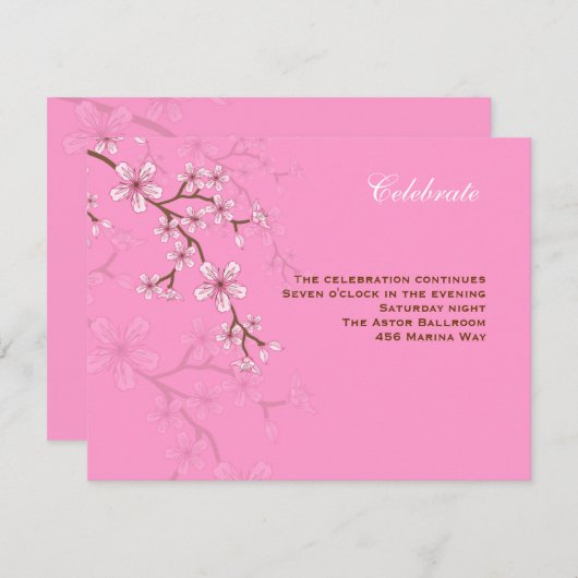 Gabriella Pink Blüten Bat Mitzvah Empfang Einladung (Vorne/Hinten)