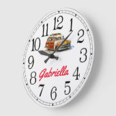 Gabriella's Surfer Girl Woody Large Clock Große Wanduhr (Winkel)