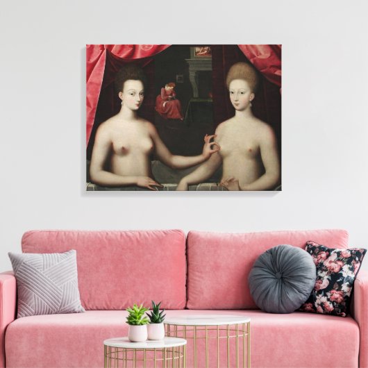 Gabrielle d'Estrées und eine ihrer Schwestern Leinwanddruck (Insitu (Wohnzimmer))