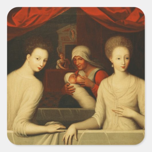 Gabrielle d'Estrees und ihre Schwester Quadratischer Aufkleber (Vorderseite)