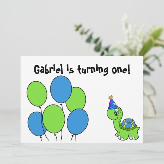 Gabriels 1. Geburtstag Einladung (Stehend Vorderseite)