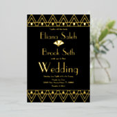 Gabsty Heart Border Gold Wedding gepresst Folieneinladung (Stehend vorne)
