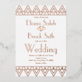 Gabsty Heart Border Gold Wedding gepresst Folieneinladung (Vorderseite)