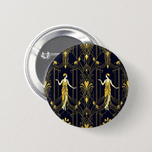 Gabsy Gold- und Schwarz-Dekorationsmuster Button (Vorne & Hinten)