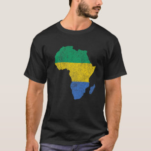 Gabun Flag Africa Kontinentales Silhouette Geschen T-Shirt