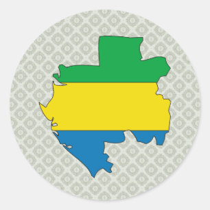 Gabun Flag Karte Vollgröße Runder Aufkleber
