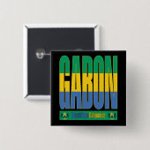 Gabun Flag Text Design Button (Vorne & Hinten)